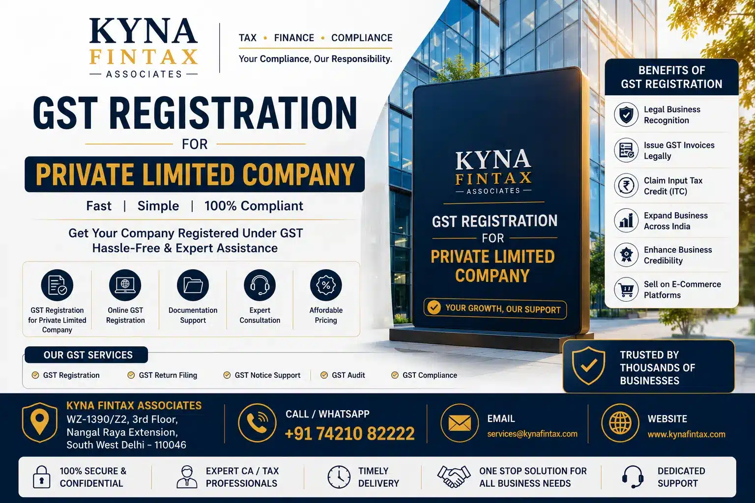GST Registration for Private Limited Company in Delhi by Kyna FinTax Associates